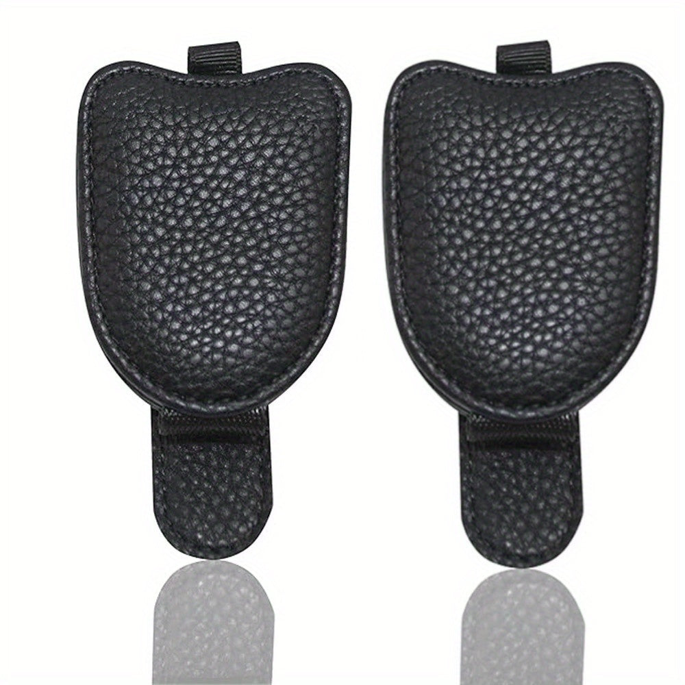 Universal Car Visor Sunglasses Holder PU Leather Eyeglasses Hanger