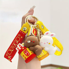 Lucky Cartoon Keychain Three-dimensional Doll Car Bag Hanging Decoration