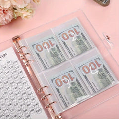 100pcs Money Saving Envelope Binder w/ Tracking Paper & Pockets