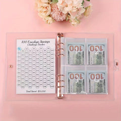 100pcs Money Saving Envelope Binder w/ Tracking Paper & Pockets