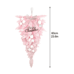 Pink Pine Teardrop Swag w/ Christmas Balls & Upside Down Tree Dec