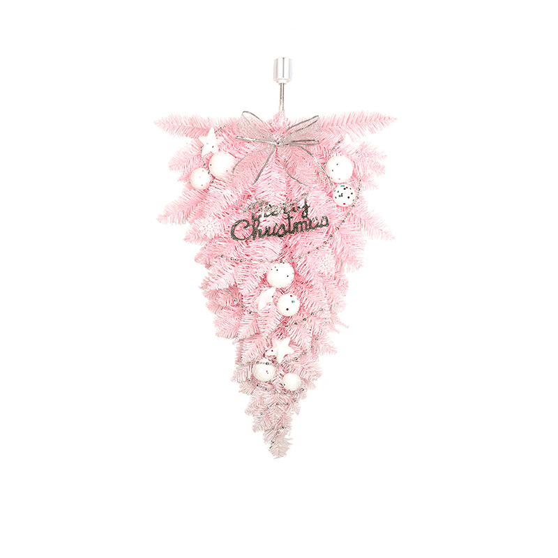 Pink Pine Teardrop Swag w/ Christmas Balls & Upside Down Tree Dec
