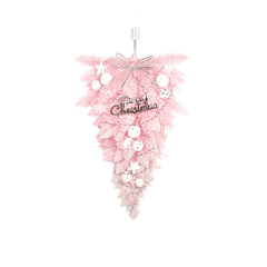 Pink Pine Teardrop Swag w/ Christmas Balls & Upside Down Tree Dec