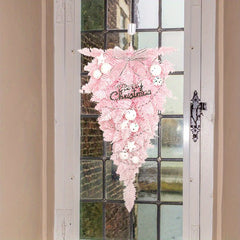 Pink Pine Teardrop Swag w/ Christmas Balls & Upside Down Tree Dec