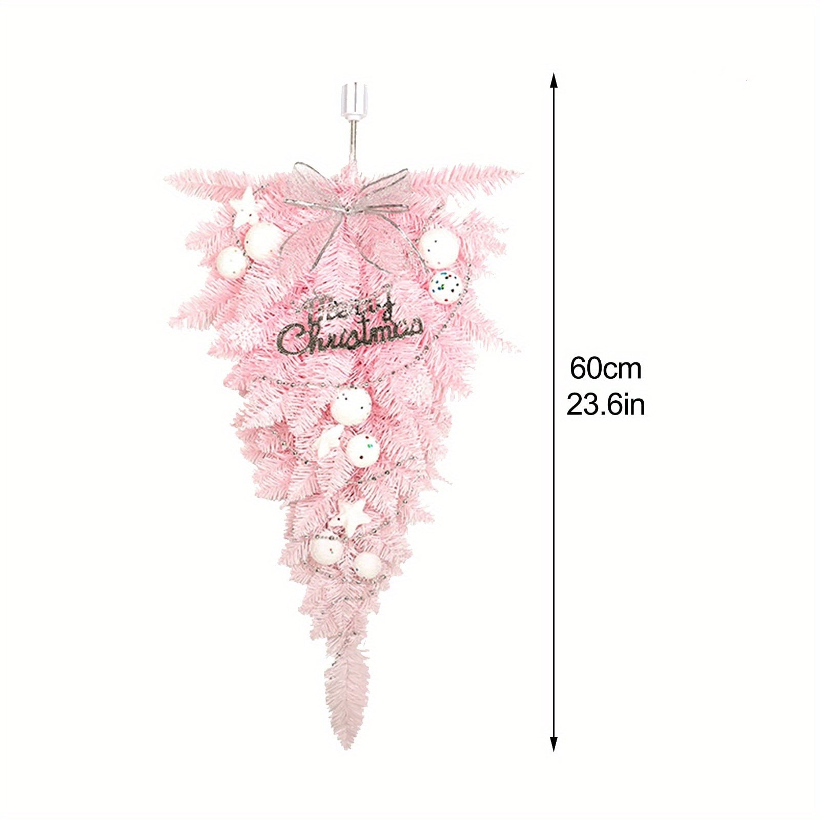 Pink Pine Teardrop Swag w/ Christmas Balls & Upside Down Tree Dec