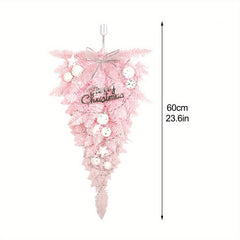 Pink Pine Teardrop Swag w/ Christmas Balls & Upside Down Tree Dec