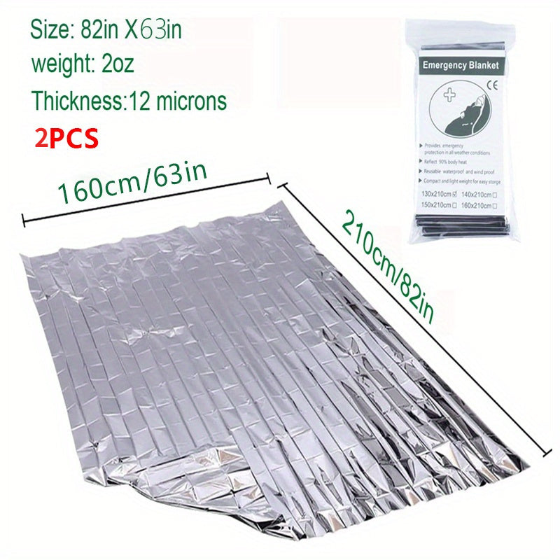 2pcs Emergency Mylar Thermal Blankets for Survival Outdoors