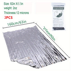 2pcs Emergency Mylar Thermal Blankets for Survival Outdoors