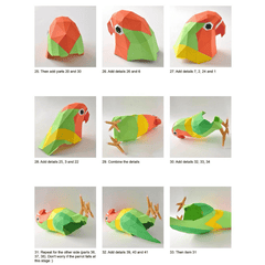 Parrot Paper Model Library Office Bedroom Living Room Decor DIY Gift