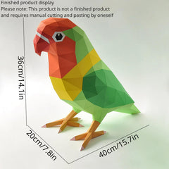 Parrot Paper Model Library Office Bedroom Living Room Decor DIY Gift