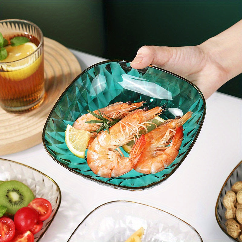 4pcs High-end Transparent Bone Plates for Dining Table, Snacks, Fruits, Candies