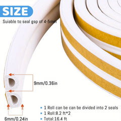 Foam Window Seal Strip Adhesive Weatherstrip Soundproofing - White
