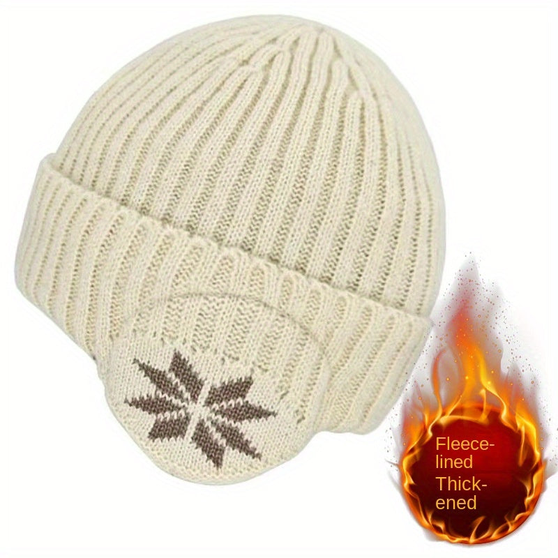 Winter Warm Knitted Hat For Men Women Velvet Warm Hat Outdoor Coldproof Ear Prot