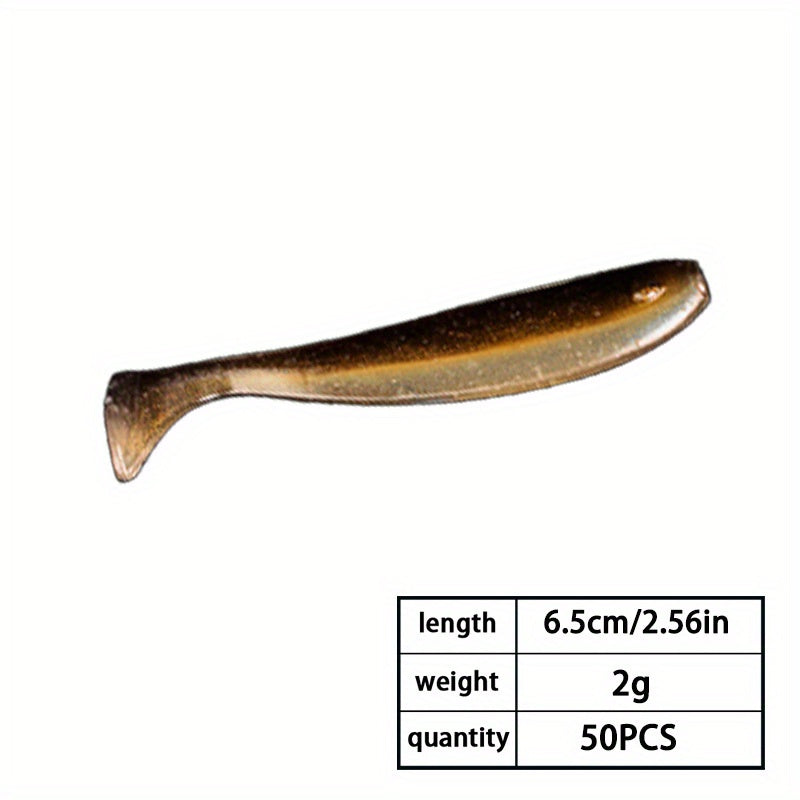 50pcs 6 2g Soft Fishing Lures Bionic Worms Grooves Fishing Tackle