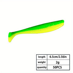 50pcs 6 2g Soft Fishing Lures Bionic Worms Grooves Fishing Tackle