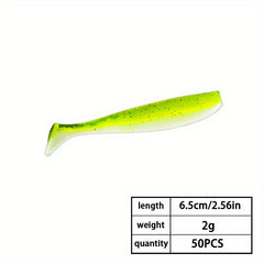 50pcs 6 2g Soft Fishing Lures Bionic Worms Grooves Fishing Tackle