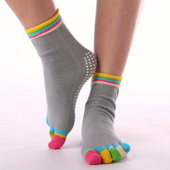 Rainbow Yoga Socks Non Slip Ankle Striped Gripper Socks