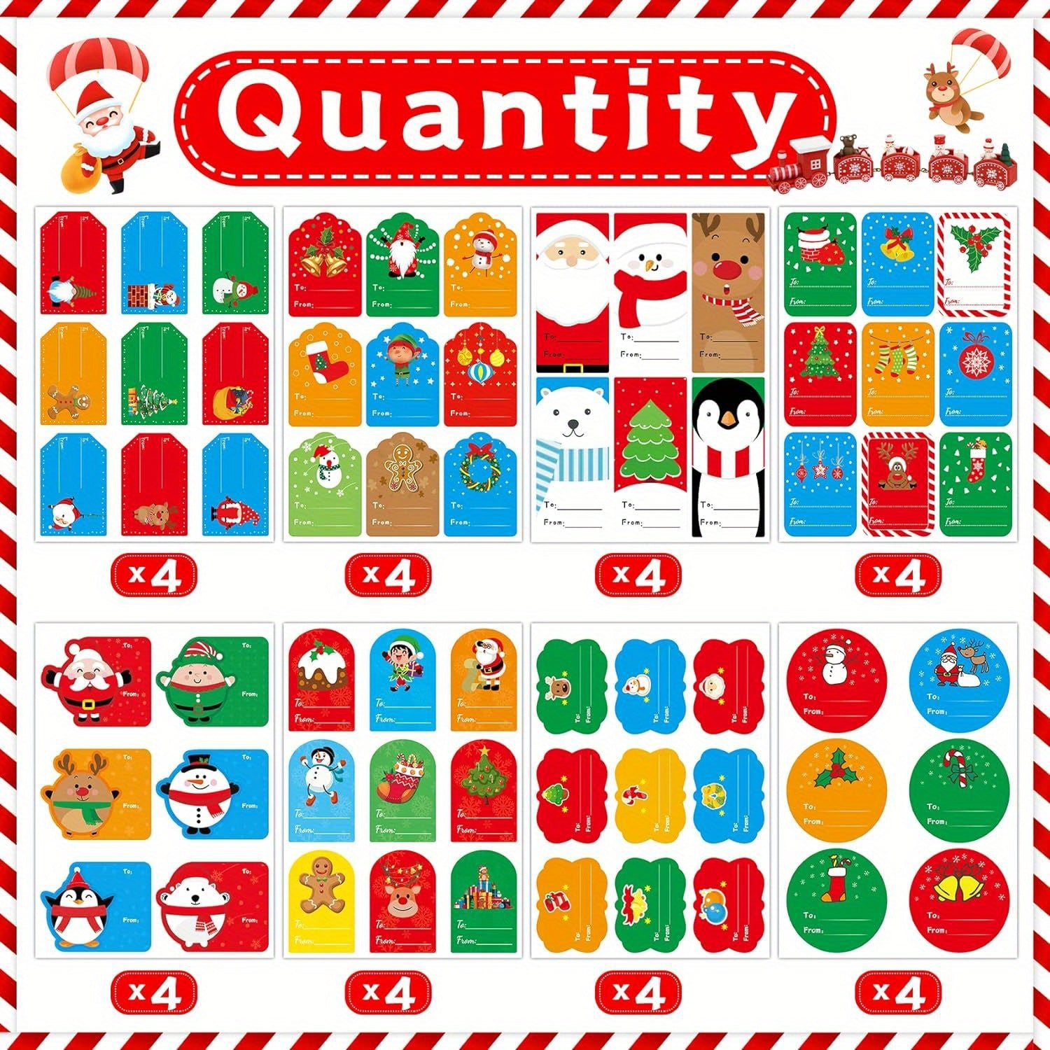 Christmas Gift Tags Self-adhesive Name Stickers 260pcs