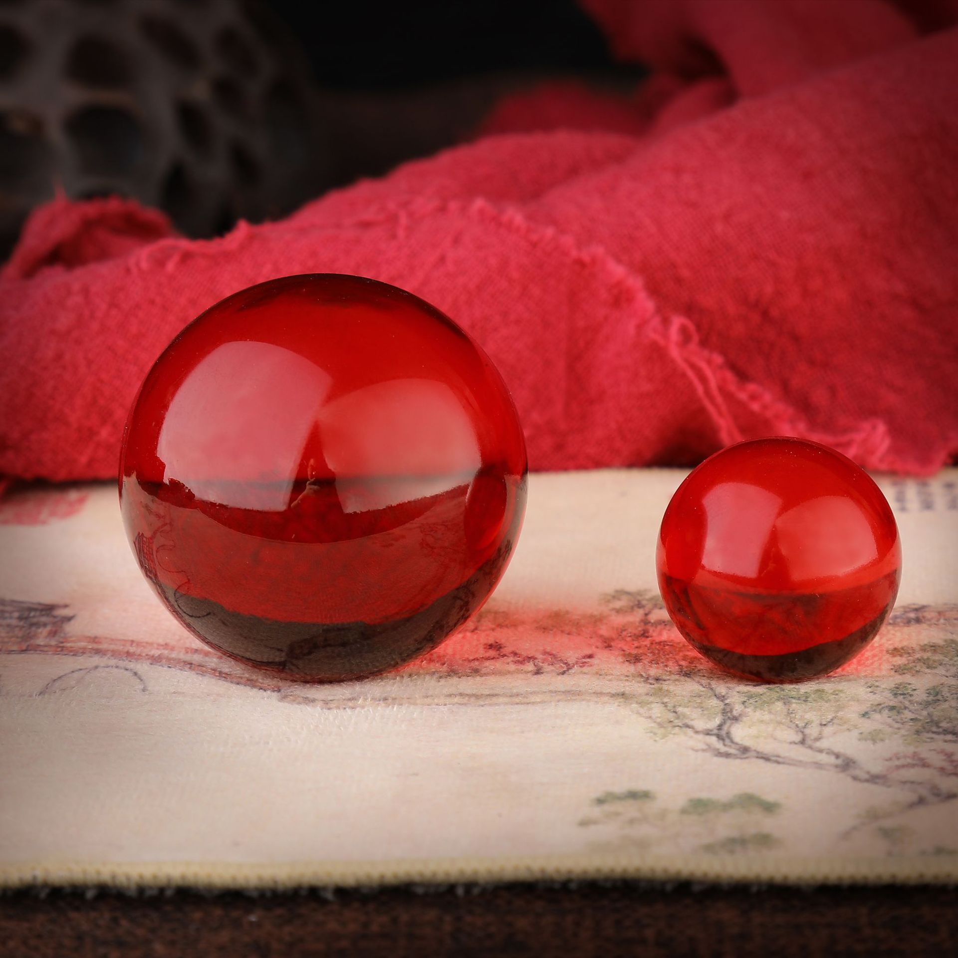 Glass Transfer Good Luck Beads Cylinder