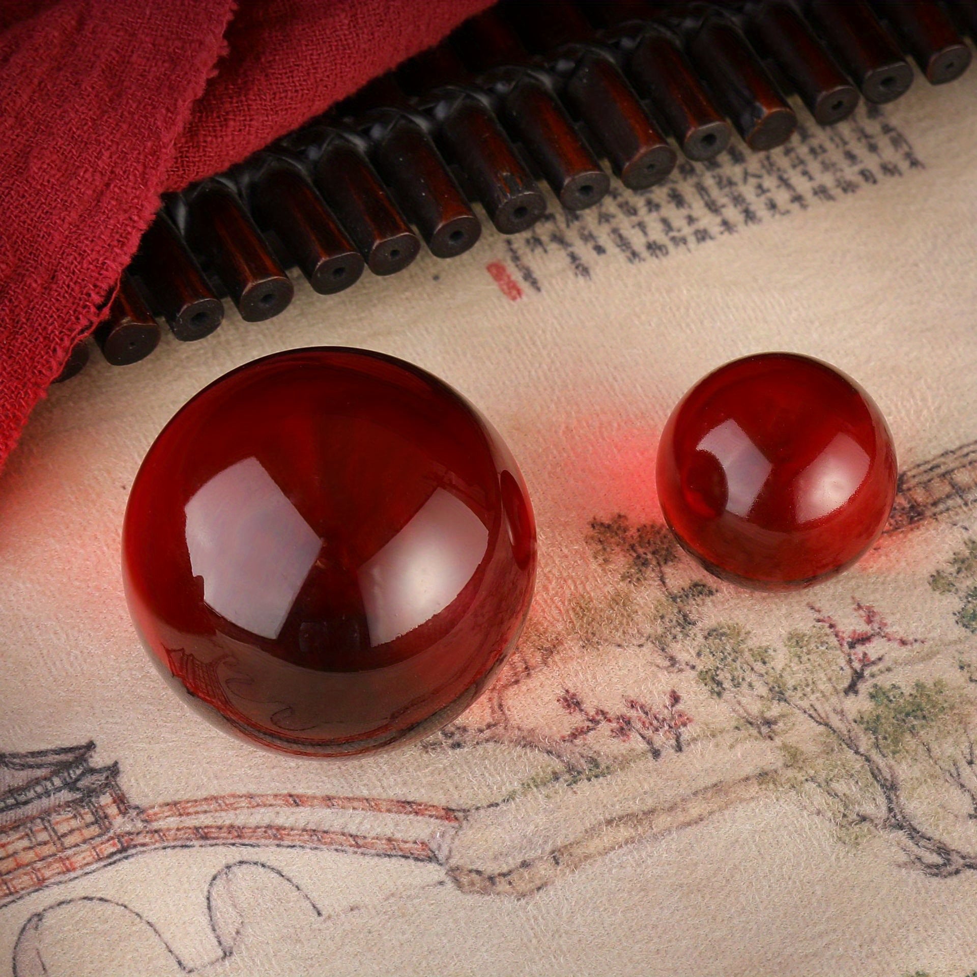 Glass Transfer Good Luck Beads Cylinder