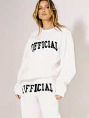 2pcs Letter Graphic Sports Set Round Neck & Sweatpants Suit