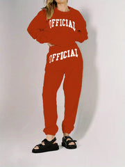 2pcs Letter Graphic Sports Set Round Neck & Sweatpants Suit