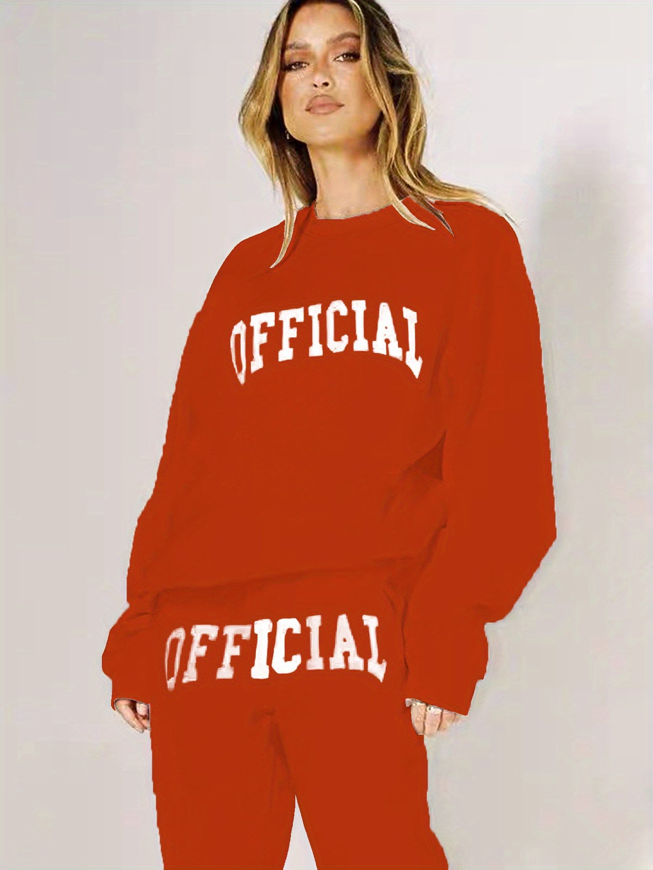 2pcs Letter Graphic Sports Set Round Neck & Sweatpants Suit