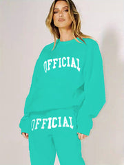 2pcs Letter Graphic Sports Set Round Neck & Sweatpants Suit