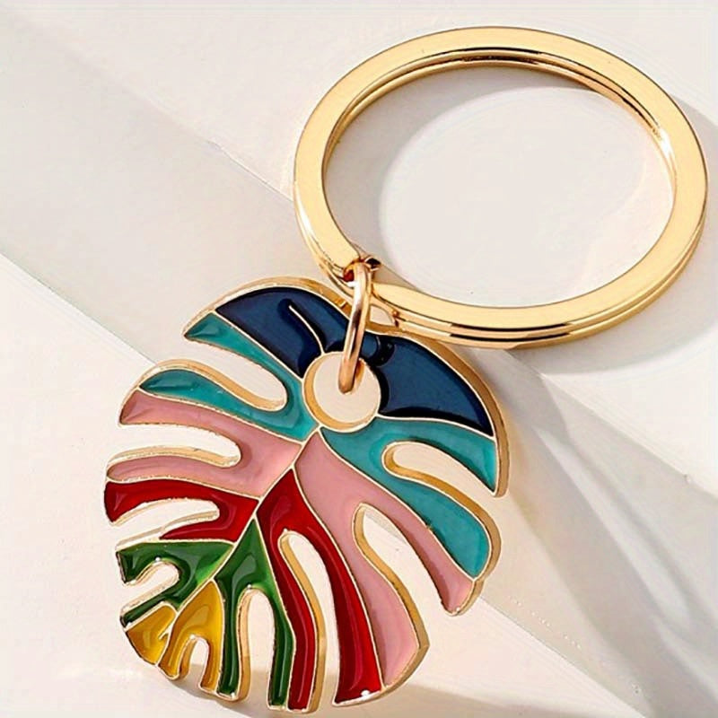 Colorful Leaf Keychain Keyring Pendant Small Gift Men Women