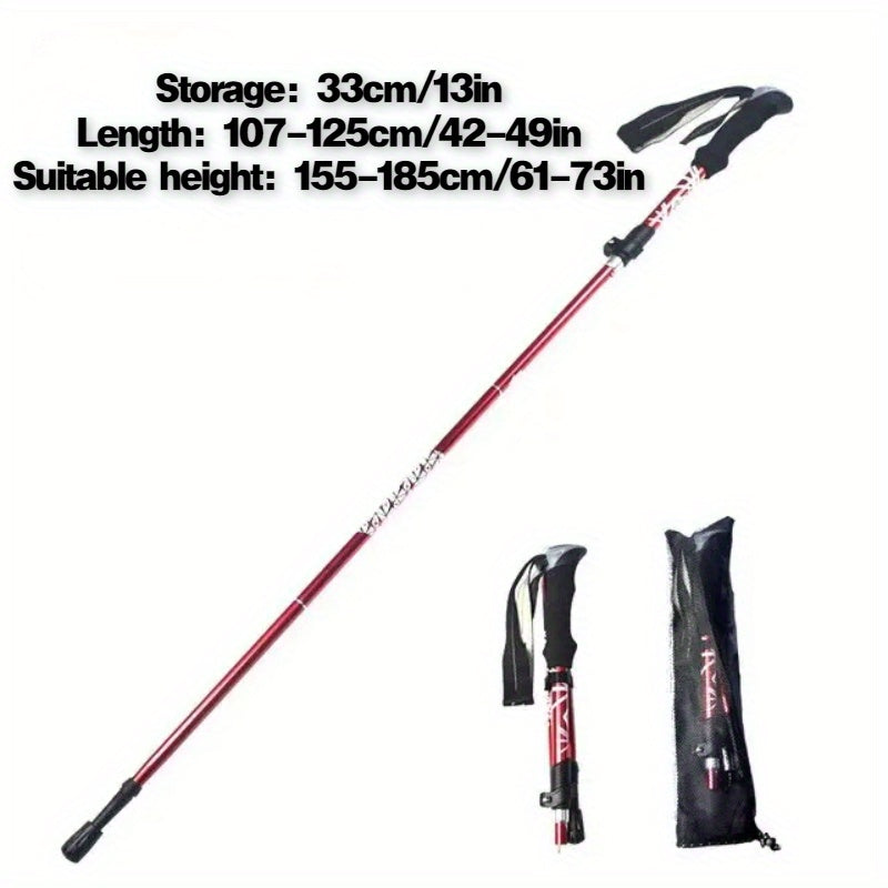 Aluminum Alloy Folding Trekking Pole Ultra light Telescopic Hand Clamp Stick