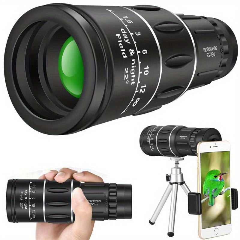 16X52 Monocular Telescope with Mobile Phone Holder, Tripod