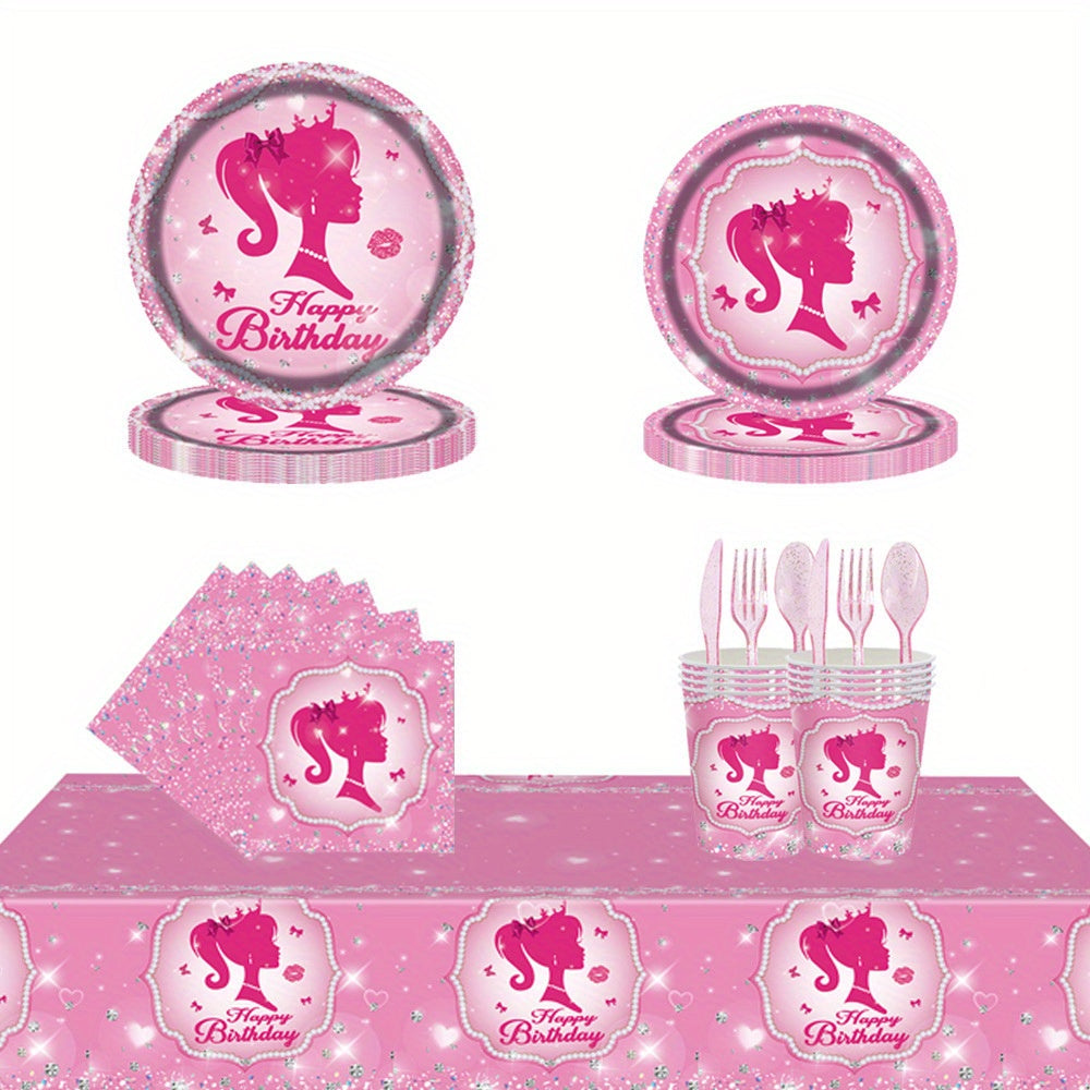 Pink Princess Party Tablecloth Disposable Decoration