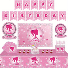 Pink Princess Party Tablecloth Disposable Decoration