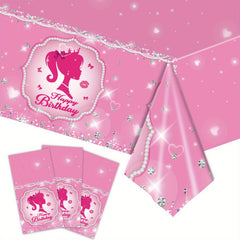 Pink Princess Party Tablecloth Disposable Decoration