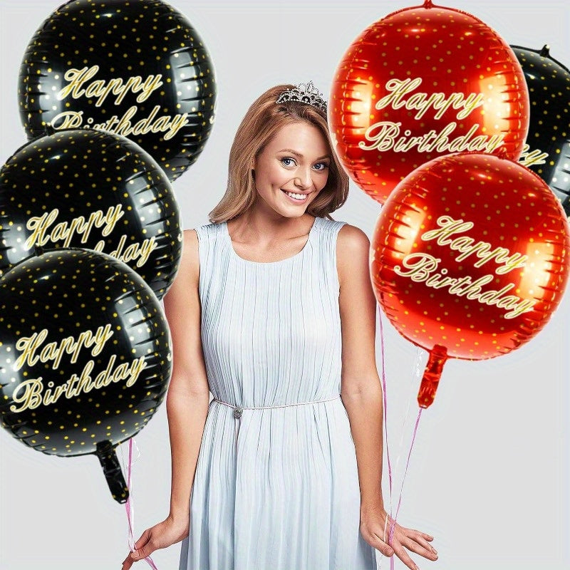10pcs Happy Birthday 4D Balloon 55 88 Cm Round Ball Polka Dot Foil Mylar Balloon