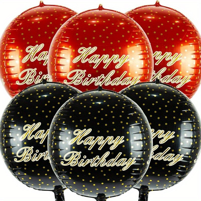 10pcs Happy Birthday 4D Balloon 55 88 Cm Round Ball Polka Dot Foil Mylar Balloon