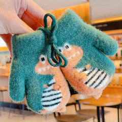 Children's Cartoon Neck Hanging Gloves Warm Keeping Gloves
