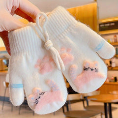 Children's Cartoon Neck Hanging Gloves Warm Keeping Gloves