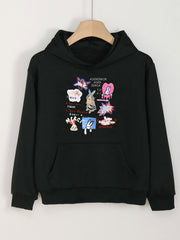 Girls Cartoon Rabbits Pattern Hooded Sweatshirt for Spring and Autumn