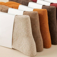 5 Pairs Men's Crew Socks Solid Warm Casual Breathable Thickened Winter Socks
