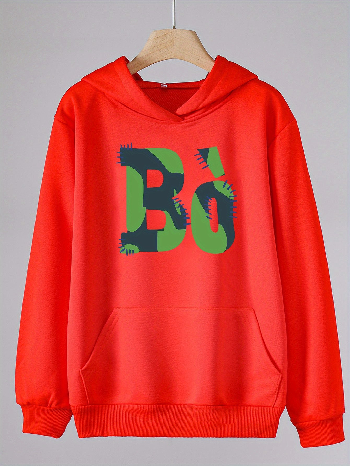 Girls Cartoon Bo Pattern Hooded Sweatshirt for Spring & Autumn