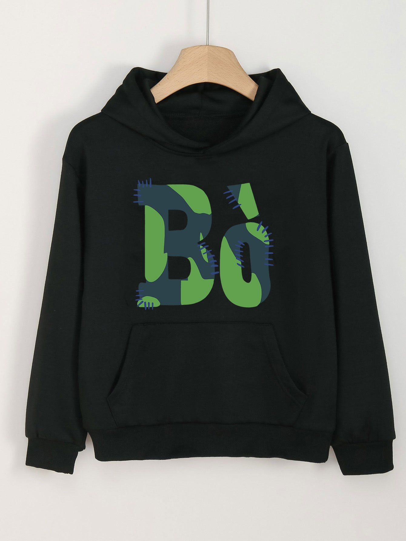 Girls Cartoon Bo Pattern Hooded Sweatshirt for Spring & Autumn