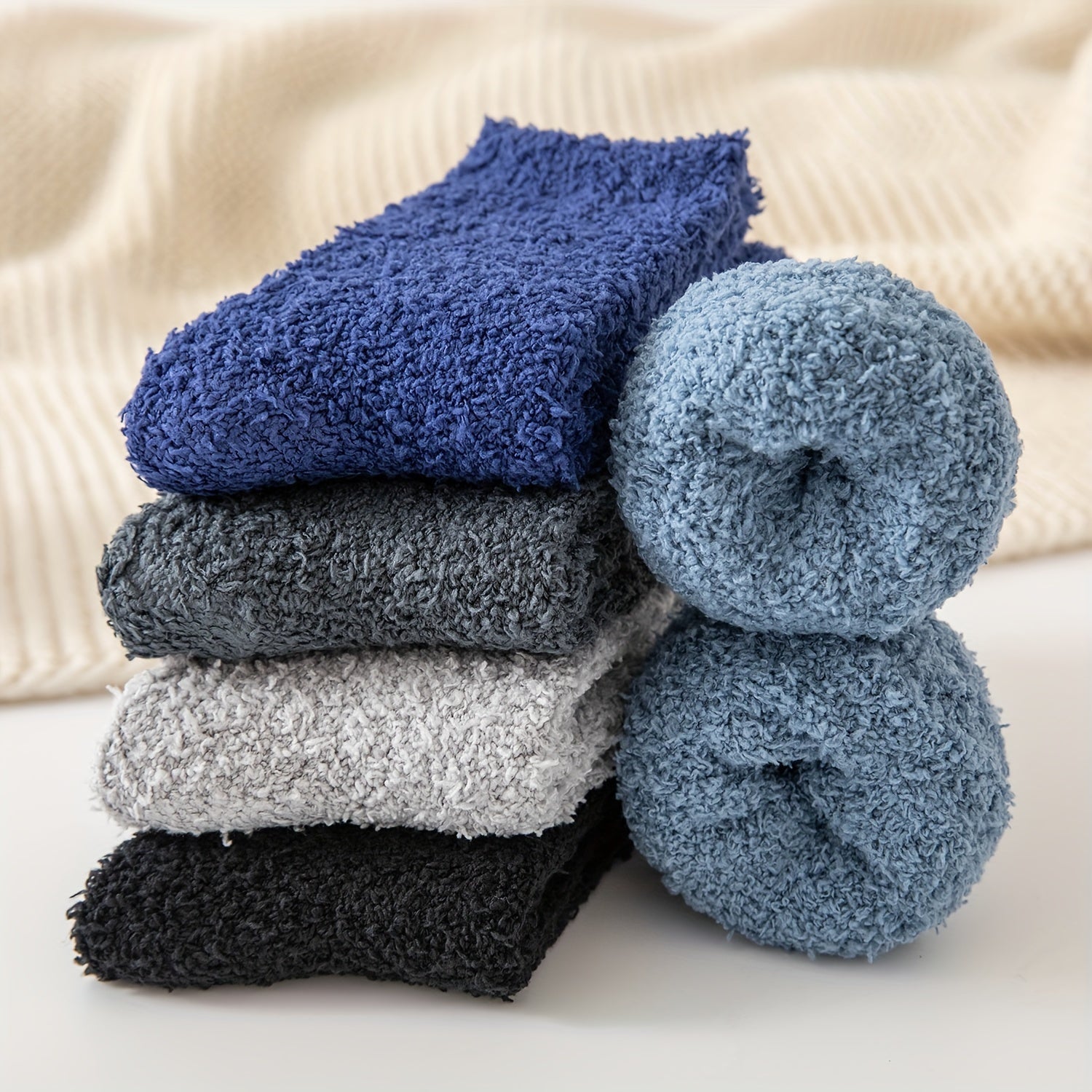 5 Pairs Warm Fuzzy Socks for Home, Comfy Sleep Floor Socks