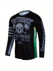 Y2K Skull Pattern Men's Long Sleeve Motorcycle T-shirt