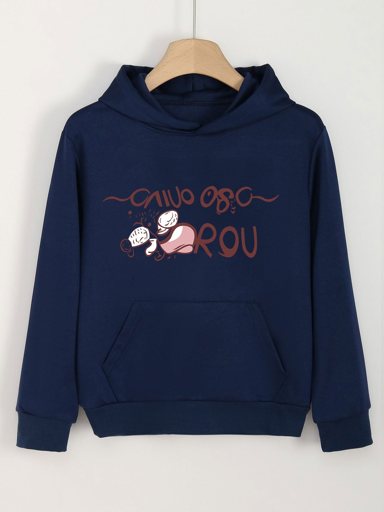 Girls Cartoon Alphabets Long Sleeve Hooded Sweatshirt for Outdoor Activities