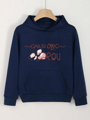 Girls Cartoon Alphabets Long Sleeve Hooded Sweatshirt for Outdoor Activities