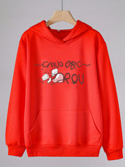 Girls Cartoon Alphabets Long Sleeve Hooded Sweatshirt for Outdoor Activities