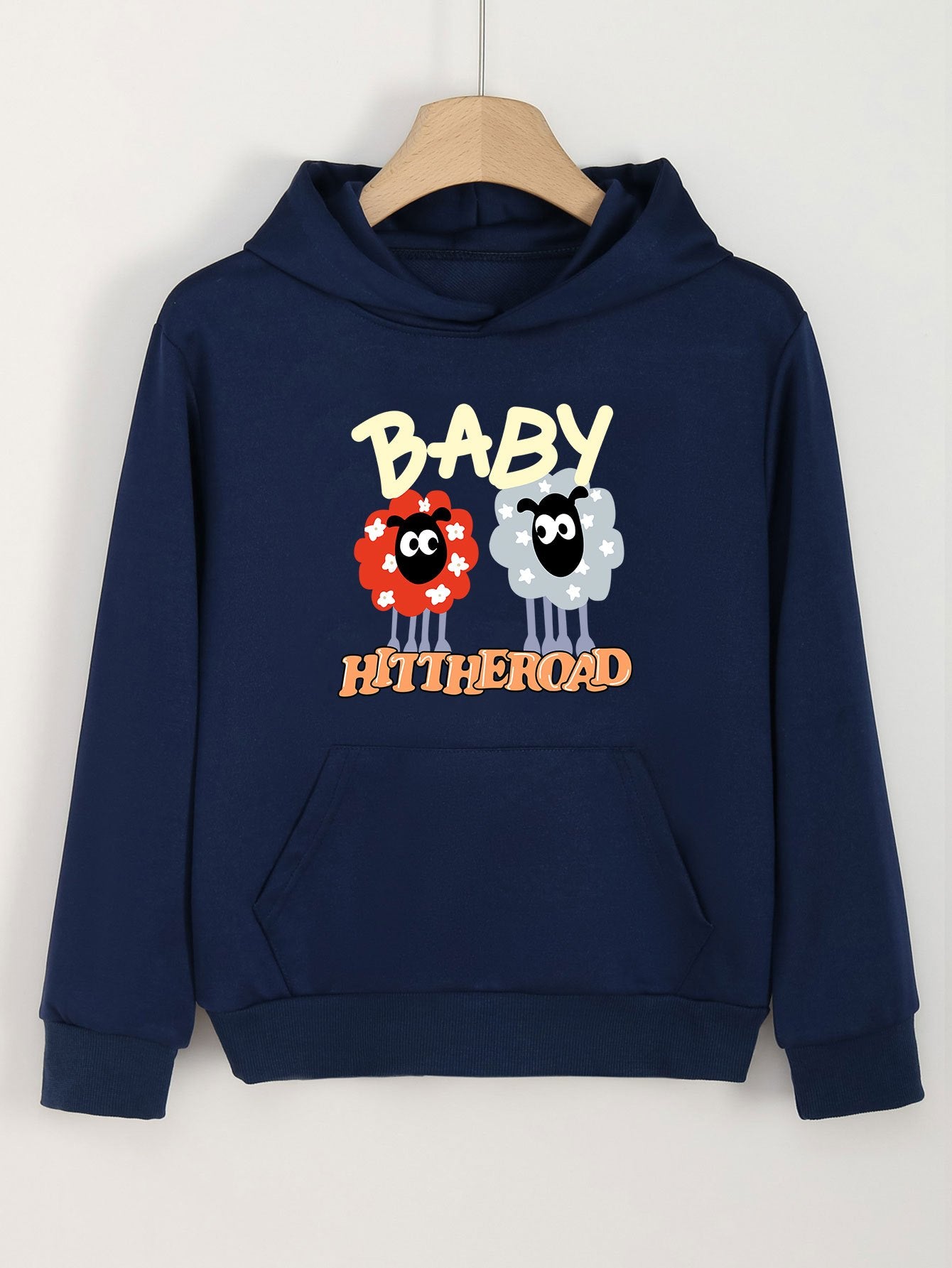 Girls Cartoon Sheeps Pattern Hooded Sweatshirt for Spring and Autumn