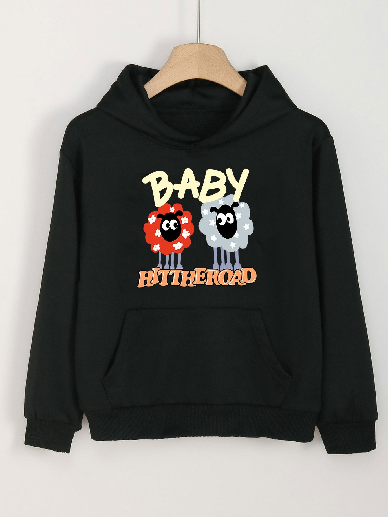 Girls Cartoon Sheeps Pattern Hooded Sweatshirt for Spring and Autumn