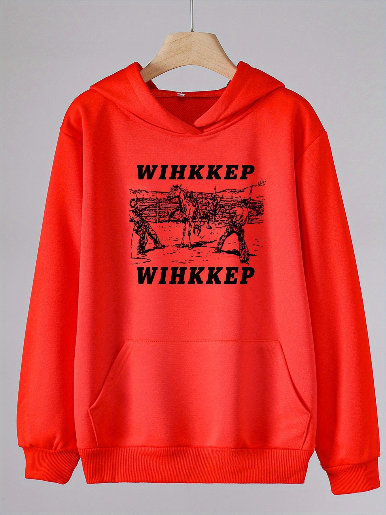 Girls WIHKKEP Pattern Long Sleeve Hooded Sweatshirt Pullover